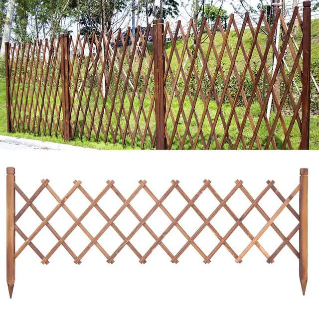 Alt view image 2 of 7 - Garden Fence Extendable Fence Gate Expandable Freestanding Wood Garden Trellis Fence Retractable Wooden Fence Gate for Home Yard Garden Indoor Outdoor 1pcs 65cm Pointed