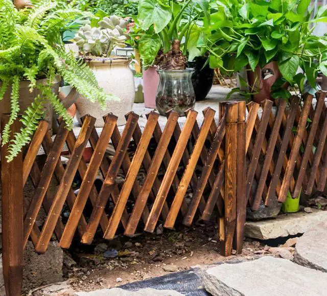 Alt view image 6 of 7 - Garden Fence Extendable Fence Gate Expandable Freestanding Wood Garden Trellis Fence Retractable Wooden Fence Gate for Home Yard Garden Indoor Outdoor 1pcs 65cm Pointed