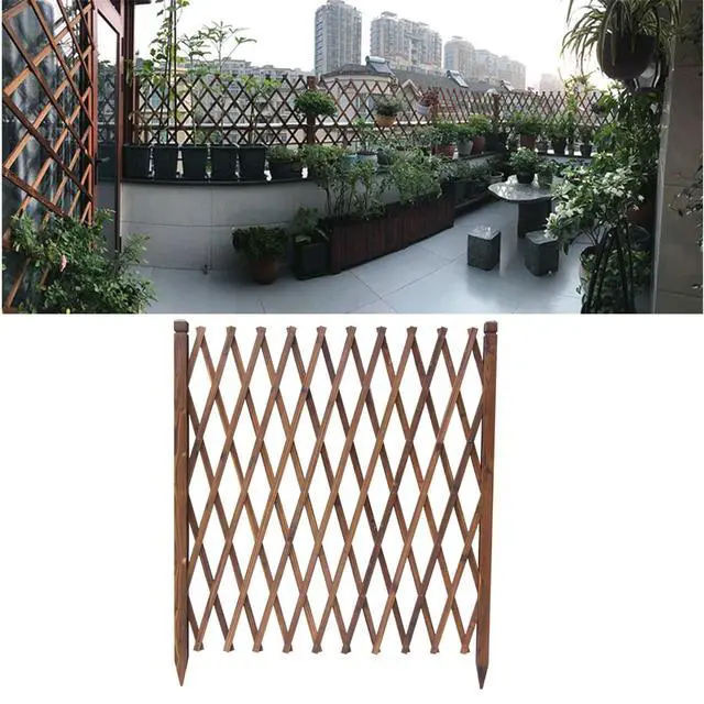 Alt view image 5 of 7 - Garden Fence Extendable Fence Gate Expandable Freestanding Wood Garden Trellis Fence Retractable Wooden Fence Gate for Home Yard Garden Indoor Outdoor 1pcs 65cm Pointed