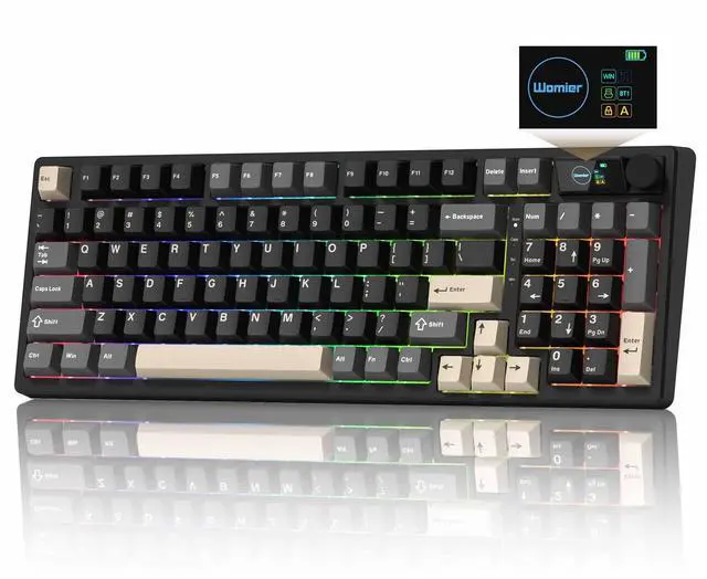 Main image of M98 Wireless Mechanical Keyboard w/Screen & Knob, 96% Gaming Keyboard BT/2.4G/USB-C, Hot Swappable Custom Gaming Creamy Keyboard,with 8000mAh Battery