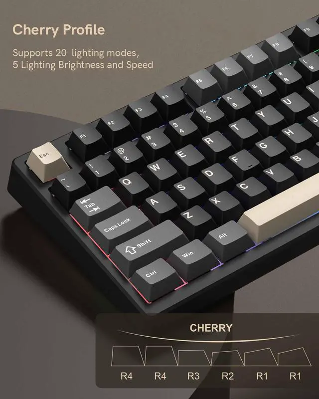Alt view image 7 of 7 - M98 Wireless Mechanical Keyboard w/Screen & Knob, 96% Gaming Keyboard BT/2.4G/USB-C, Hot Swappable Custom Gaming Creamy Keyboard,with 8000mAh Battery