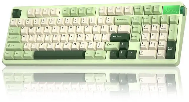 Main image of LEOBOG A98-96% Mechanical Keyboard Wireless, Tri-Mode BT5.0/2.4GHz/USB-C, Creamy Keyboard with Number Pad, Gasket Structure Hot Swappable, RGB Backlit Green Gaming Keyboard with Knob for PC