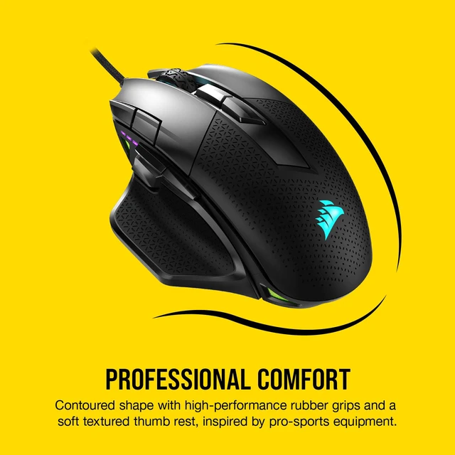 Alt view image 5 of 7 - NIGHTSWORD RGB Adjustable Weight FPS MOBA PC Gaming Mouse Black | 18,000 DPI, 10 Programmable Buttons, Thumb Rest, iCUE Compatible, Wired