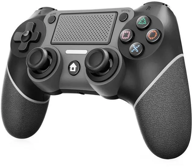 Main image of Wireless Controller Compatible with PS4/Pro/Slim, Black ps4 controller with Dual Vibration, 1000mAh Battery, 6-Axis Motion Sensor, Built-in Speaker & 3.5mm Headphone Jack, Charging Cable (Black)