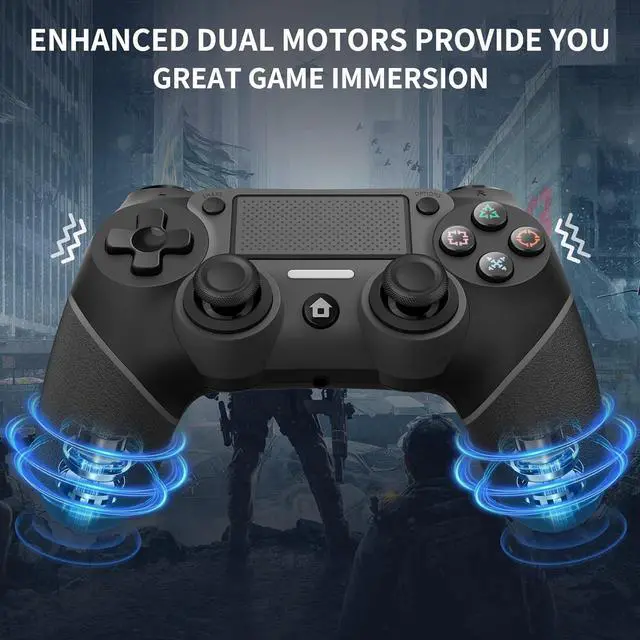 Alt view image 4 of 7 - Wireless Controller Compatible with PS4/Pro/Slim, Black ps4 controller with Dual Vibration, 1000mAh Battery, 6-Axis Motion Sensor, Built-in Speaker & 3.5mm Headphone Jack, Charging Cable (Black)