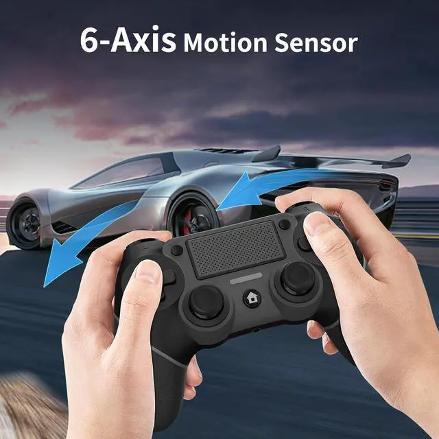 Alt view image 5 of 7 - Wireless Controller Compatible with PS4/Pro/Slim, Black ps4 controller with Dual Vibration, 1000mAh Battery, 6-Axis Motion Sensor, Built-in Speaker & 3.5mm Headphone Jack, Charging Cable (Black)