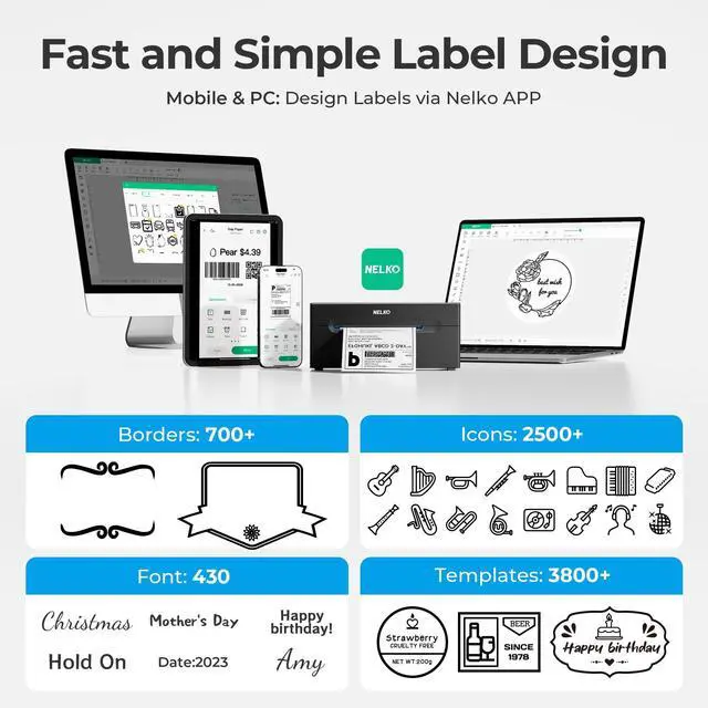 Alt view image 7 of 7 - Bluetooth Thermal Shipping Label Printer, 4x6 Shipping Label Printer for Shipping Packages, Support Android, iPhone and Windows