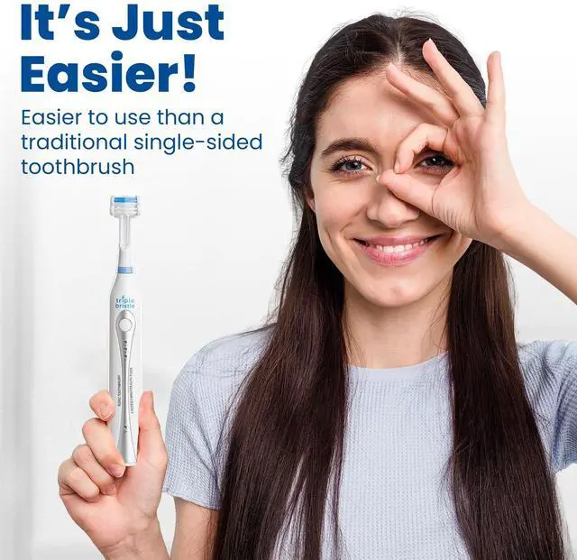 Alt view image 5 of 7 - Original Sonic Toothbrush | Rechargeable 31,000 VPM Tooth Brush | Patented 3 Head Design | Angled Bristles Clean Each Tooth | Dentist Created & Approved Original