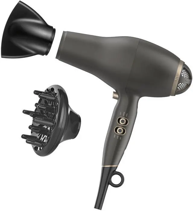 Main image of FloMotion Pro Hair Dryer, Personalize Your Drying Experience with Adjustable Airflow and 6 Heat/Speed Settings, Blow Dryer with Diffuser and Concentrator Attachments, Black
