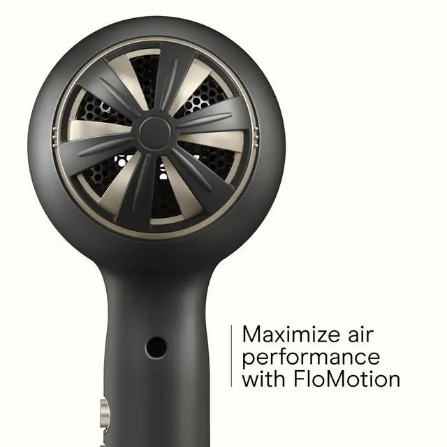 Alt view image 3 of 7 - FloMotion Pro Hair Dryer, Personalize Your Drying Experience with Adjustable Airflow and 6 Heat/Speed Settings, Blow Dryer with Diffuser and Concentrator Attachments, Black