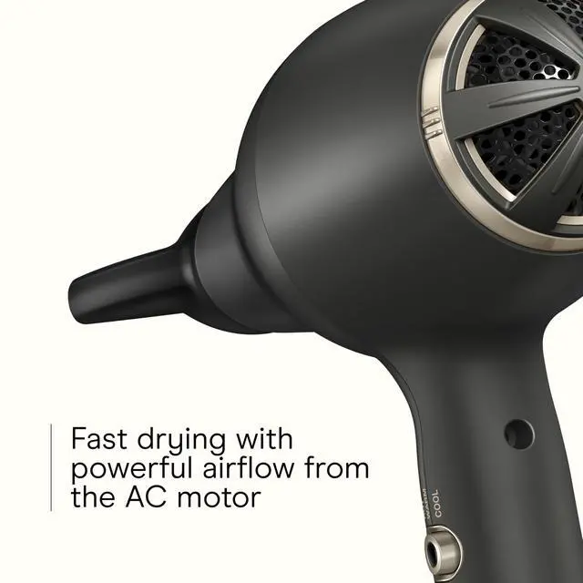 Alt view image 4 of 7 - FloMotion Pro Hair Dryer, Personalize Your Drying Experience with Adjustable Airflow and 6 Heat/Speed Settings, Blow Dryer with Diffuser and Concentrator Attachments, Black