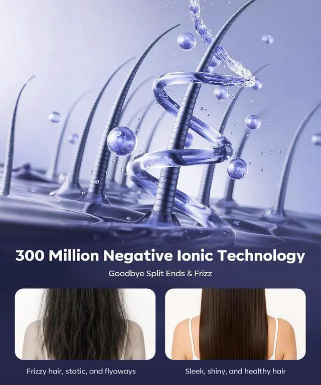 Alt view image 5 of 7 - High Speed Ionic Hair Dryer, 130000 RPM Fast Drying Blow Dryer with 300 Million Negative Ions, Lightweight with Heat Protection for Women & Men, Professional Salon Dryer, Blue