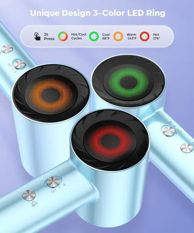 Alt view image 4 of 7 - High Speed Ionic Hair Dryer, 130000 RPM Fast Drying Blow Dryer with 300 Million Negative Ions, Lightweight with Heat Protection for Women & Men, Professional Salon Dryer, Blue