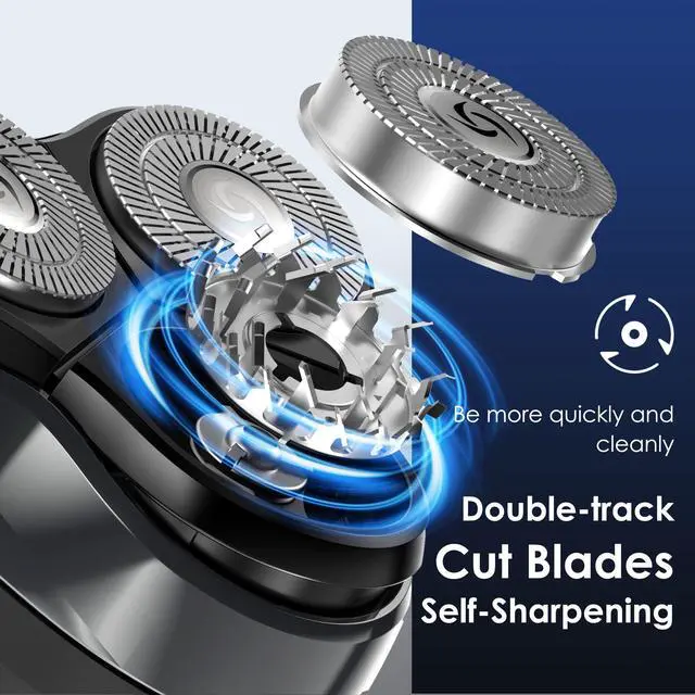 Alt view image 2 of 7 - Electric Rechargeable Shaver for Men,Wet & Dry Electric Razor, IPX7 Waterproof Rotary Shaver for Men,4D Floating Head, LED Display,Type-C, Travel-Friendly,Black