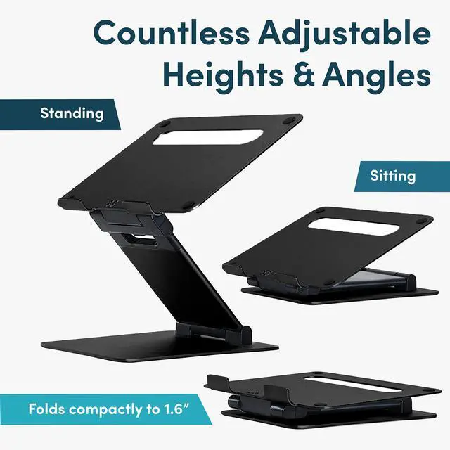 Alt view image 2 of 4 - Ergonomic Adjustable Laptop Riser - Fits 10-17 Inch Laptops & MacBooks - Portable Desk Laptop Stand