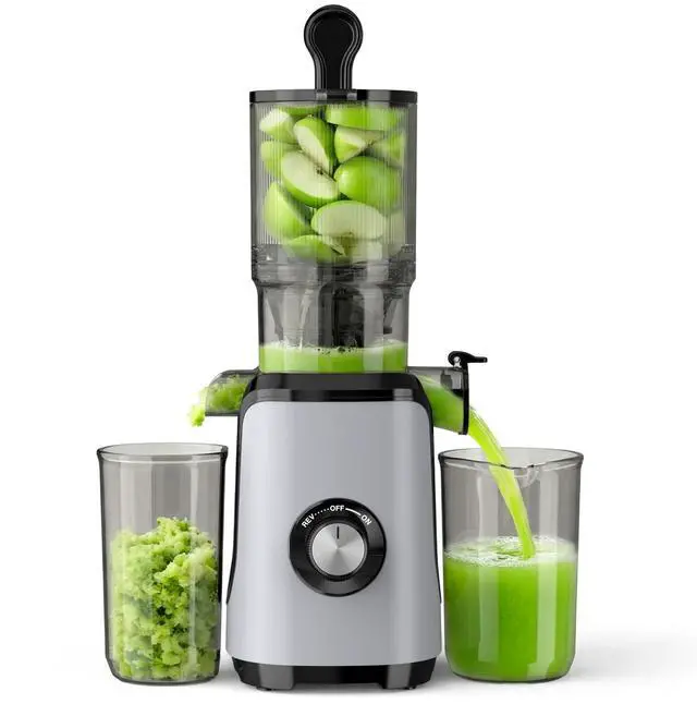 Main image of Cold Press Juicer Machines, Masticating Juicer with High Juice Yield, Reverse Function, Stops Oxidation and Easy to Clean for Vegetables & Fruits, Silver