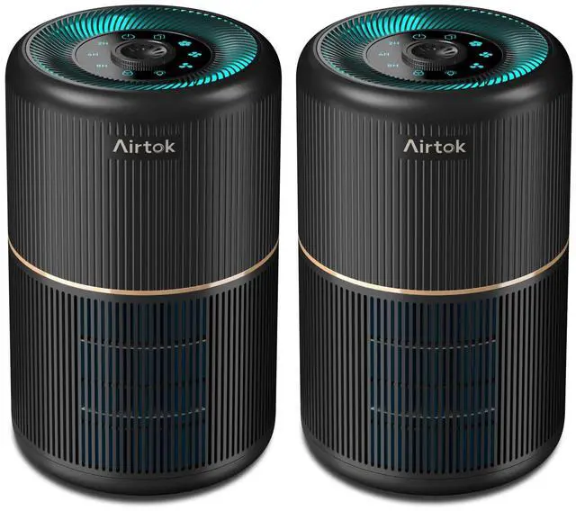 Main image of 2 Pack Air Purifier for Home Bedroom, Office Desktop Air Cleaners with 12pcs Fragrance Sponge, H13 HEPA Filter, 4 Stage Filtration up to 376 sqft Black Available for California