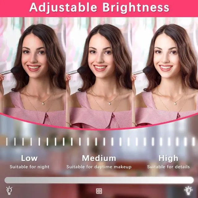 Alt view image 3 of 7 - 22x17 Inch Lighted Vanity Mirror with Dimmable LED Lights - 3 Color Modes, Smart Touch Control & 360° Rotating Base - Desk Makeup Mirror (Black)