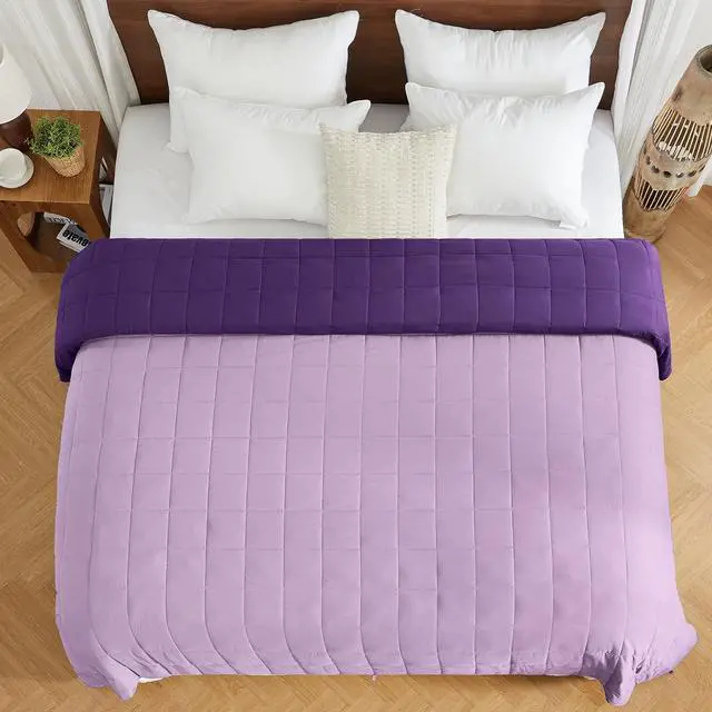 Alt view image 7 of 7 - Weighted Blanket for Adults (20 lbs, 60 x 80, Purple) Cooling Heavy Blanket for Sleeping Perfect for 190-210 lbs, Queen Size Breathable Blanket with Premium Glass Bead, Machine Washable