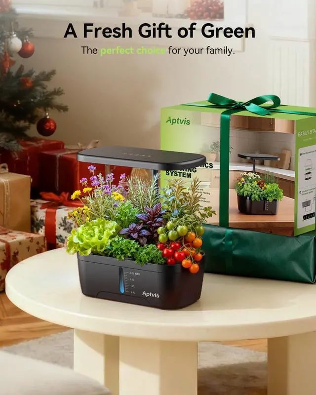 Alt view image 6 of 6 - Hydroponics Growing System, 6 Pods Smart Indoor Herb Garden with LED Grow Light, Auto Timer, Height Adjustable, Quiet Pump, Gardening Gifts for Mom Women - Black