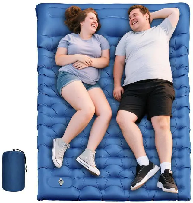 Main image of Double Sleeping Pad for Camping, Extra Thick 6 Inch Sleeping Mat Camping for 2 Person Self Inflating Camping Pad with Built-in Pillow & Foot Pump Inflatable Camping Mat for Backpacking Hiking Tents