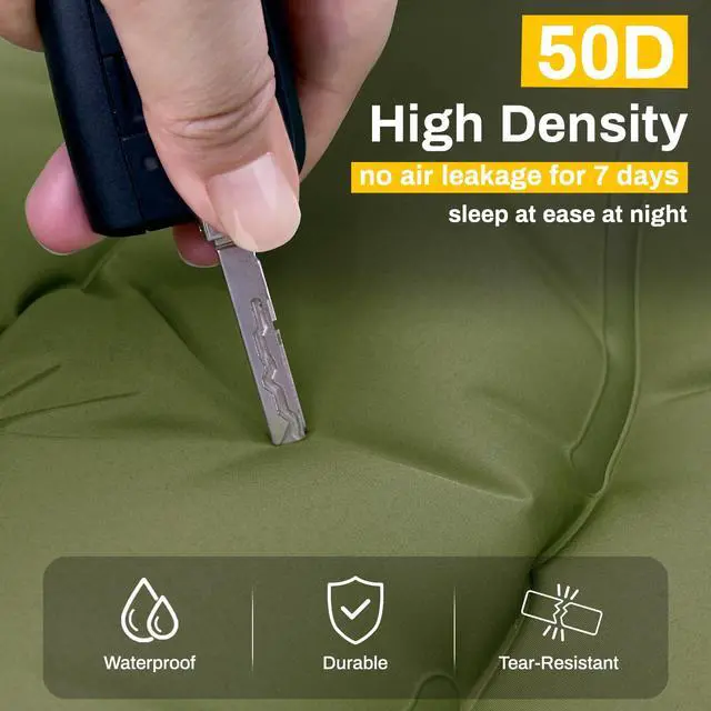 Alt view image 4 of 7 - Double Sleeping Pad, Extra Thick 6 Inch Sleeping Pad for Camping 2 Person with Built-in Pillow & Foot Pump Ultralight Compact Inflatable Camping Mat for Backpacking Hiking Travel Tent Camp Gear Gifts