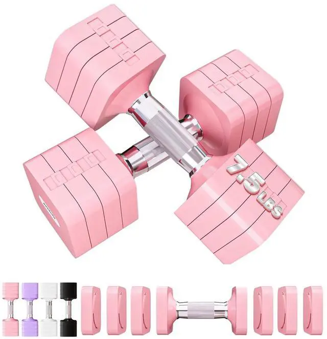 Main image of 15LBS Adjustable Dumbbell Set for Women Men, 4 in 1 Free Weights Dumbbells Set Hand Weights Set Adjust Dumbbell Weight Set for Home Gym Exercise Workout Strength Training Equipments, Pink