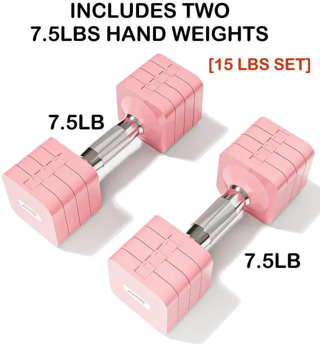 Alt view image 2 of 7 - 15LBS Adjustable Dumbbell Set for Women Men, 4 in 1 Free Weights Dumbbells Set Hand Weights Set Adjust Dumbbell Weight Set for Home Gym Exercise Workout Strength Training Equipments, Pink