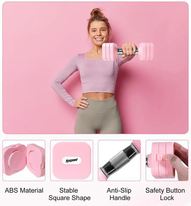 Alt view image 4 of 7 - 15LBS Adjustable Dumbbell Set for Women Men, 4 in 1 Free Weights Dumbbells Set Hand Weights Set Adjust Dumbbell Weight Set for Home Gym Exercise Workout Strength Training Equipments, Pink