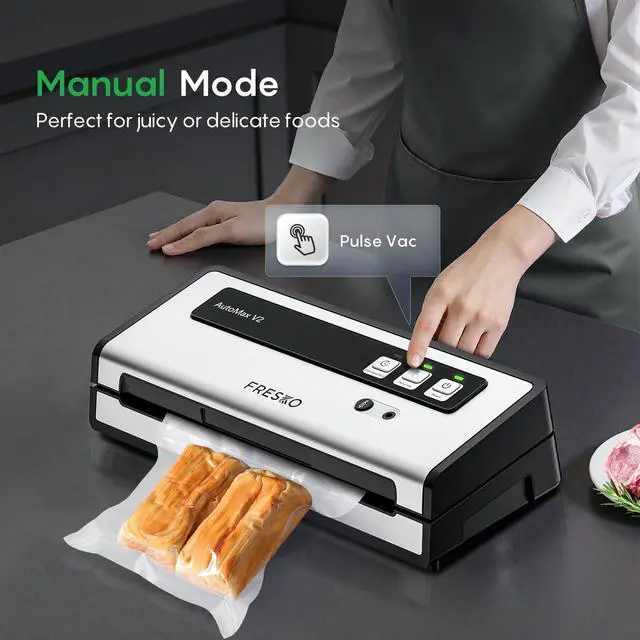 Alt view image 4 of 7 - Vacuum Sealer Machine with Automatic Bag Detection, 0.2-inch widened heating strip, Compact Food Sealer, Easy to Use, Starter Kit