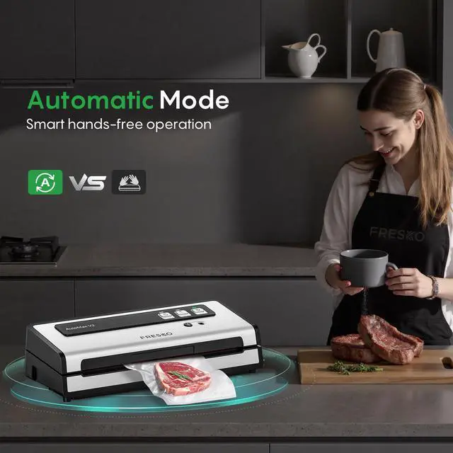 Alt view image 3 of 7 - Vacuum Sealer Machine with Automatic Bag Detection, 0.2-inch widened heating strip, Compact Food Sealer, Easy to Use, Starter Kit