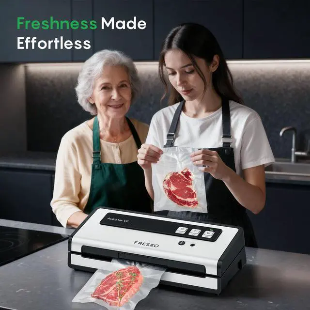 Alt view image 7 of 7 - Vacuum Sealer Machine with Automatic Bag Detection, 0.2-inch widened heating strip, Compact Food Sealer, Easy to Use, Starter Kit