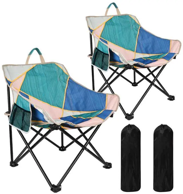 Main image of 2 Pack Camping Chair for Adults, Portable Folding Sofa Chair, Easy Set Up Patio Chair Lawn Padded Seat Camping Stool Chair for Hunting, Fishing, Outdoor, Beach, Picnics, Home