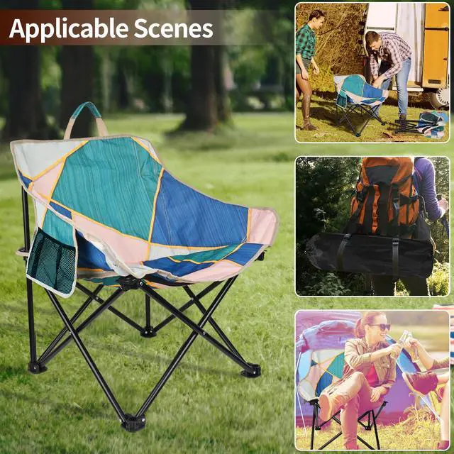 Alt view image 3 of 7 - 2 Pack Camping Chair for Adults, Portable Folding Sofa Chair, Easy Set Up Patio Chair Lawn Padded Seat Camping Stool Chair for Hunting, Fishing, Outdoor, Beach, Picnics, Home