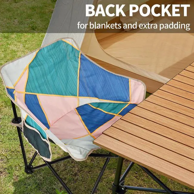 Alt view image 2 of 7 - 2 Pack Camping Chair for Adults, Portable Folding Sofa Chair, Easy Set Up Patio Chair Lawn Padded Seat Camping Stool Chair for Hunting, Fishing, Outdoor, Beach, Picnics, Home