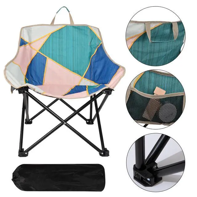 Alt view image 4 of 7 - 2 Pack Camping Chair for Adults, Portable Folding Sofa Chair, Easy Set Up Patio Chair Lawn Padded Seat Camping Stool Chair for Hunting, Fishing, Outdoor, Beach, Picnics, Home