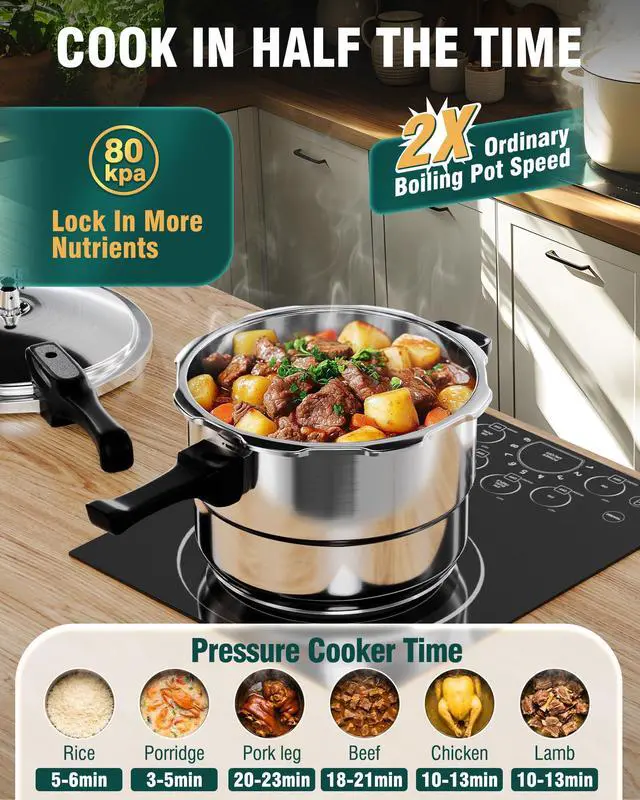 Alt view image 3 of 7 - Pressure Cooker Stainless Steel 4 Qt