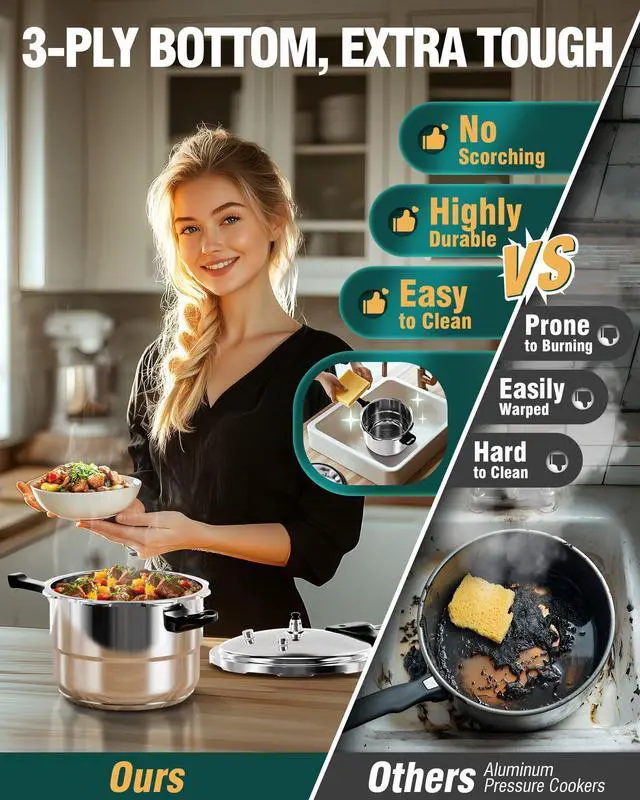 Alt view image 4 of 7 - Pressure Cooker Stainless Steel 4 Qt