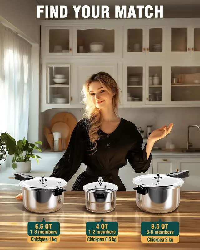 Alt view image 7 of 7 - Pressure Cooker Stainless Steel 4 Qt