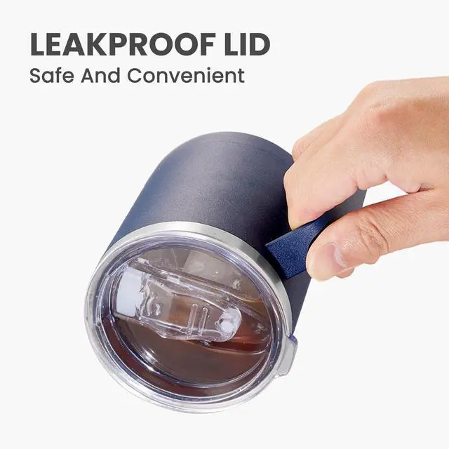 Alt view image 5 of 5 - 12oz Coffee Mug With Handle 8 Pack Bulk,Stainless Steel Insulated Travel Tumblers With Sliding Lid,Double Wall Vacuum Camping Cup for Hot & Cold Drinks Tea (Navy, 8)