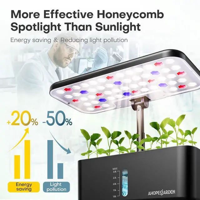 Alt view image 2 of 7 - Indoor Garden Hydroponics Growing System: 10 Pods Plant Germination Kit Herb Vegetable Growth Lamp Countertop with LED Grow Light - Hydrophonic Planter Grower Harvest Lettuce