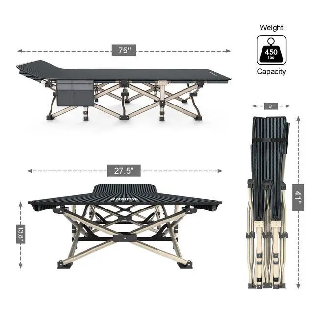 Alt view image 2 of 6 - Camping Cot for Adults Comfortable, Tent Folding Cot for Sleeping, Lightweight Folding Bed with Carry Bag for Kids Supports 450 lbs, Office Na