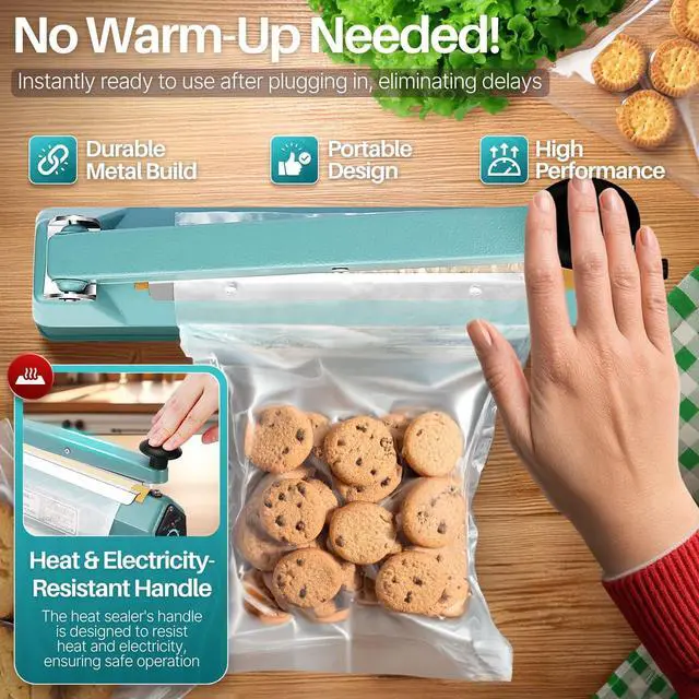 Alt view image 3 of 7 - Impulse Sealer 16 Inch (400mm) 500W Heat Sealer Machine with Adjustable Heating Mode, No Warm Up Needed, Portable Bag and Seal Impulse with Replacement Element Grip and Teflon Tape