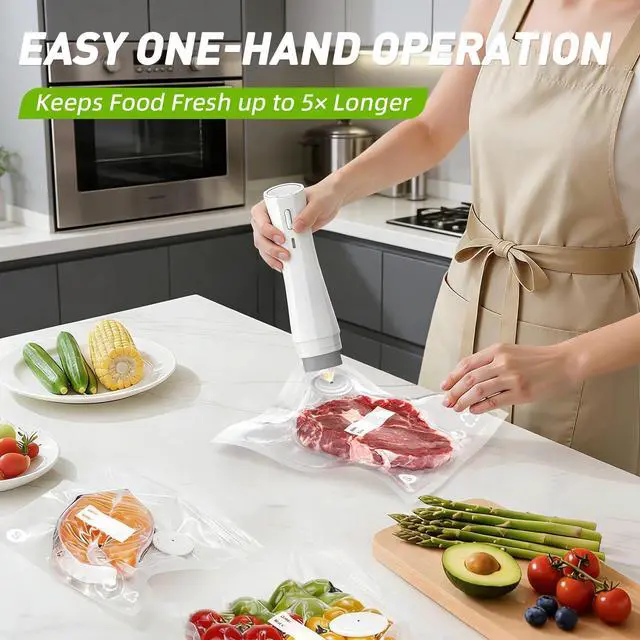 Alt view image 2 of 7 - Handheld Vacuum Sealer for Food Storage: Portable Vacuum Sealing Machine - USB Rechargeable Cordless Food Sealer Saver for 5X Preservation