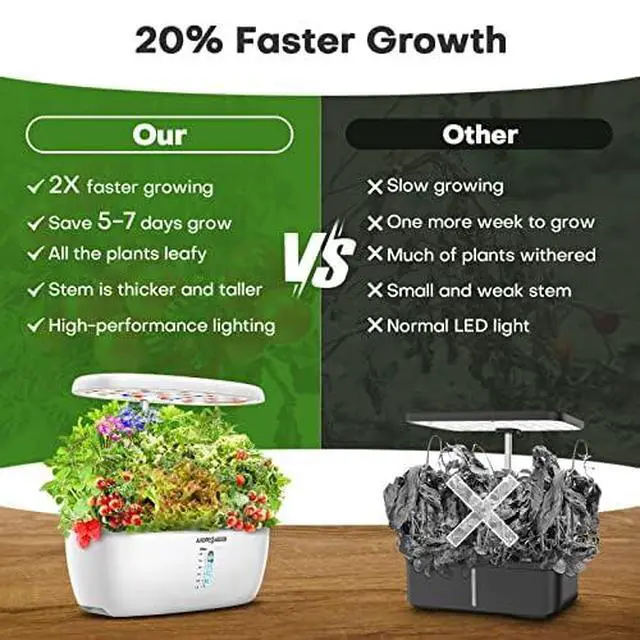 Alt view image 2 of 7 - Indoor Garden Hydroponics Growing System: 12 Pods Plant Germination Kit Herb Garden Kit Growth Lamp Countertop with LED Grow Light Hydrophonic Planter Grower Harvest Vegetable Lettuce