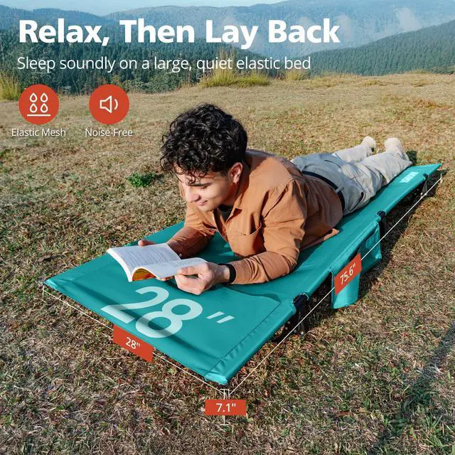 Main image of Ultralight Camping Cot for Adults, Portable Folding Camping Bed, Supports 350 lbs - Lightweight for Travel, Camping, Hiking, Backpacking, Mountaineering (Blue)