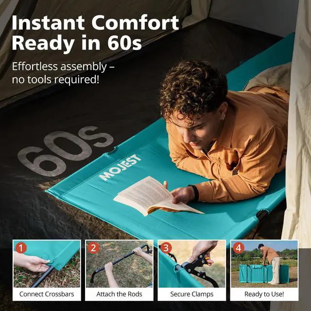 Alt view image 2 of 7 - Ultralight Camping Cot for Adults, Portable Folding Camping Bed, Supports 350 lbs - Lightweight for Travel, Camping, Hiking, Backpacking, Mountaineering (Blue)