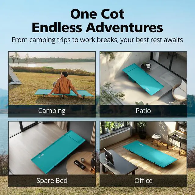 Alt view image 7 of 7 - Ultralight Camping Cot for Adults, Portable Folding Camping Bed, Supports 350 lbs - Lightweight for Travel, Camping, Hiking, Backpacking, Mountaineering (Blue)