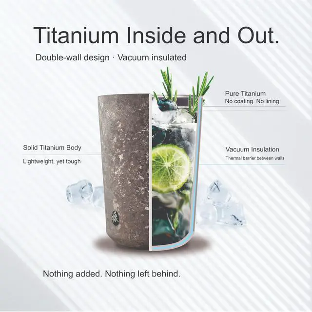 Alt view image 2 of 5 - Ti-Zen Titanium Travel Coffee Mug - 12oz Ultralight Insulated Tumbler - Premium EDC Gear & Tactical Accessories - Heavy Duty Cup - Crystallized Texture Thermal Flask - Nimbus Gray