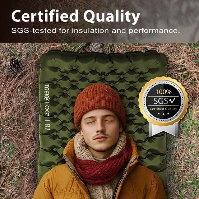 Alt view image 7 of 7 - Sleeping Pad for Camping Ultra-Lightweight, 4" Thick Camping Mat with 7.2 R-Value for All Seasons Compact, Durable & WaterproofIdeal for Backpacking, Hiking, and Outdoor Adventures UL R7